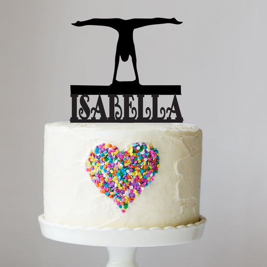 Handstand Splits Cake Topper with Name