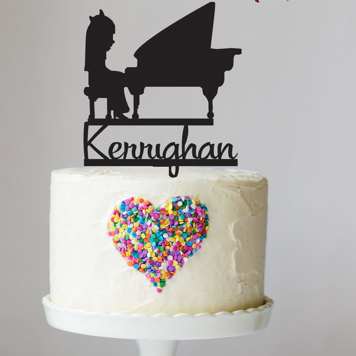 Girl & Grand Piano Cake Topper with Name