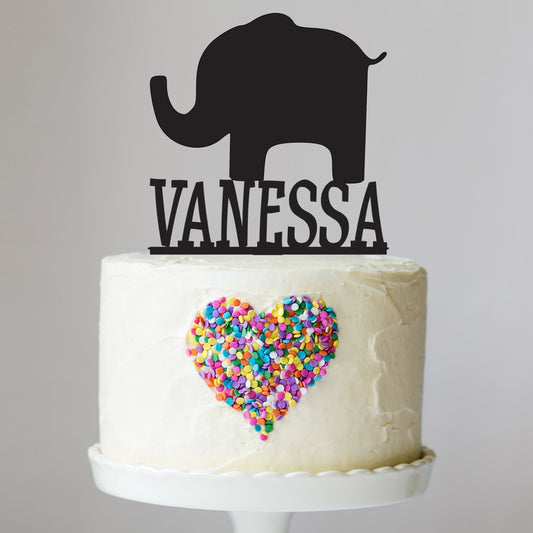 Elephant Cake Topper with Name