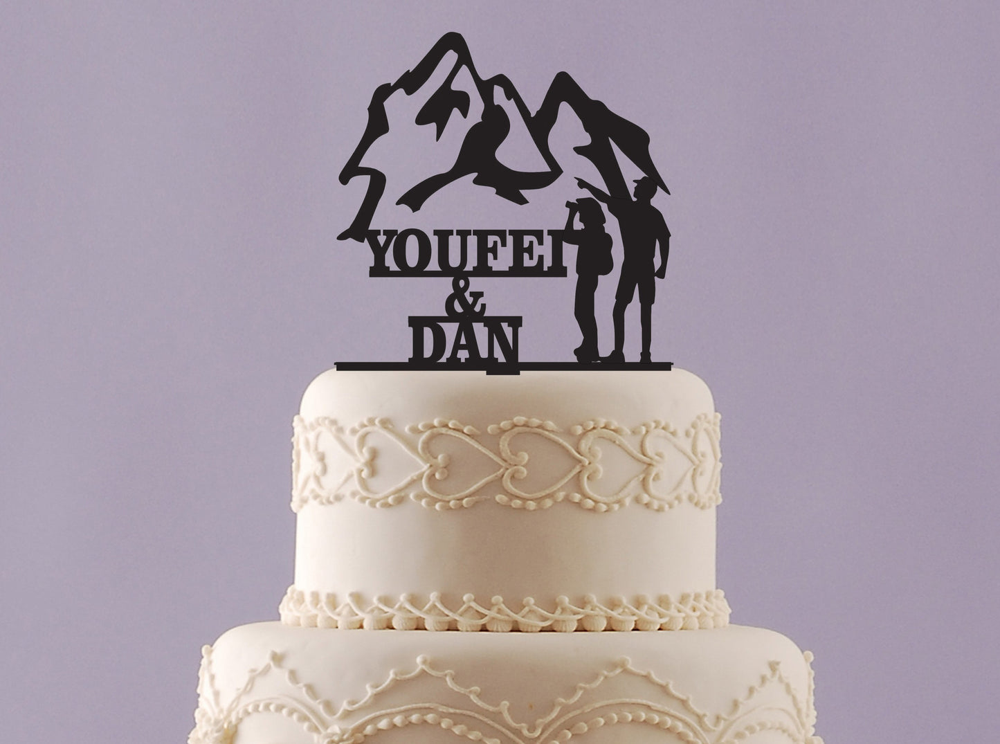 Hikers Wedding Cake Topper with Names