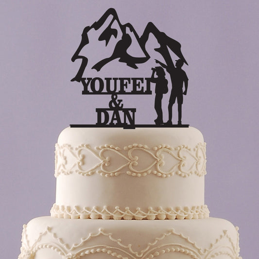 Hikers Wedding Cake Topper with Names