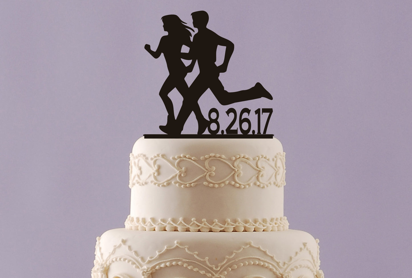 Runners Wedding Cake Topper with Date