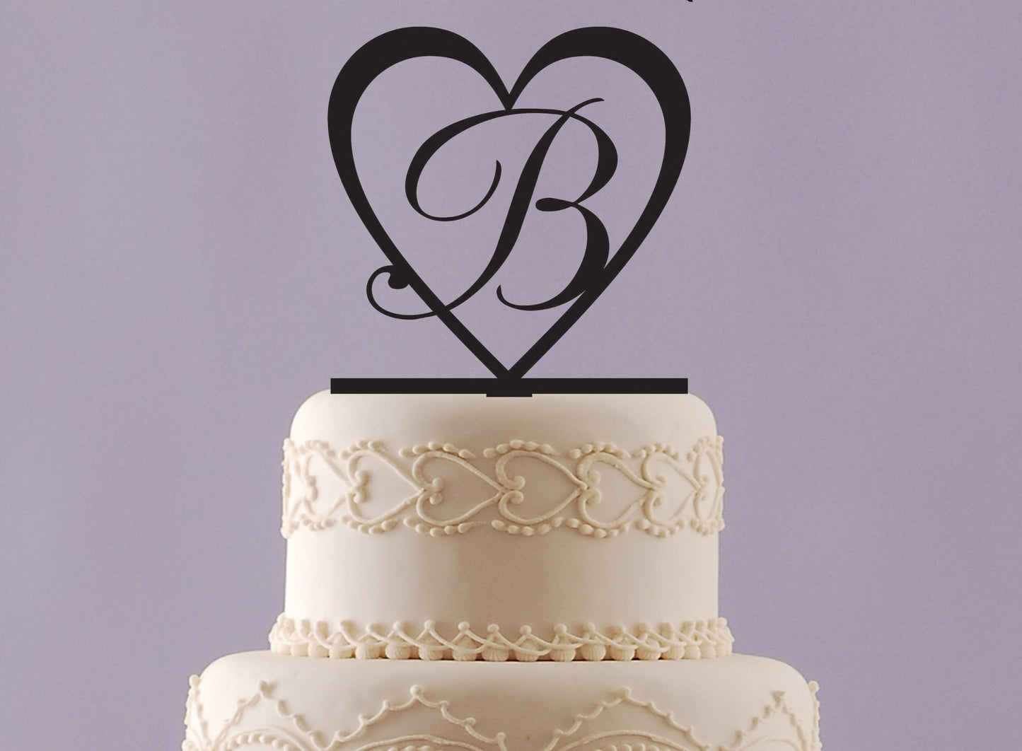 Heart Cake Topper with Initial