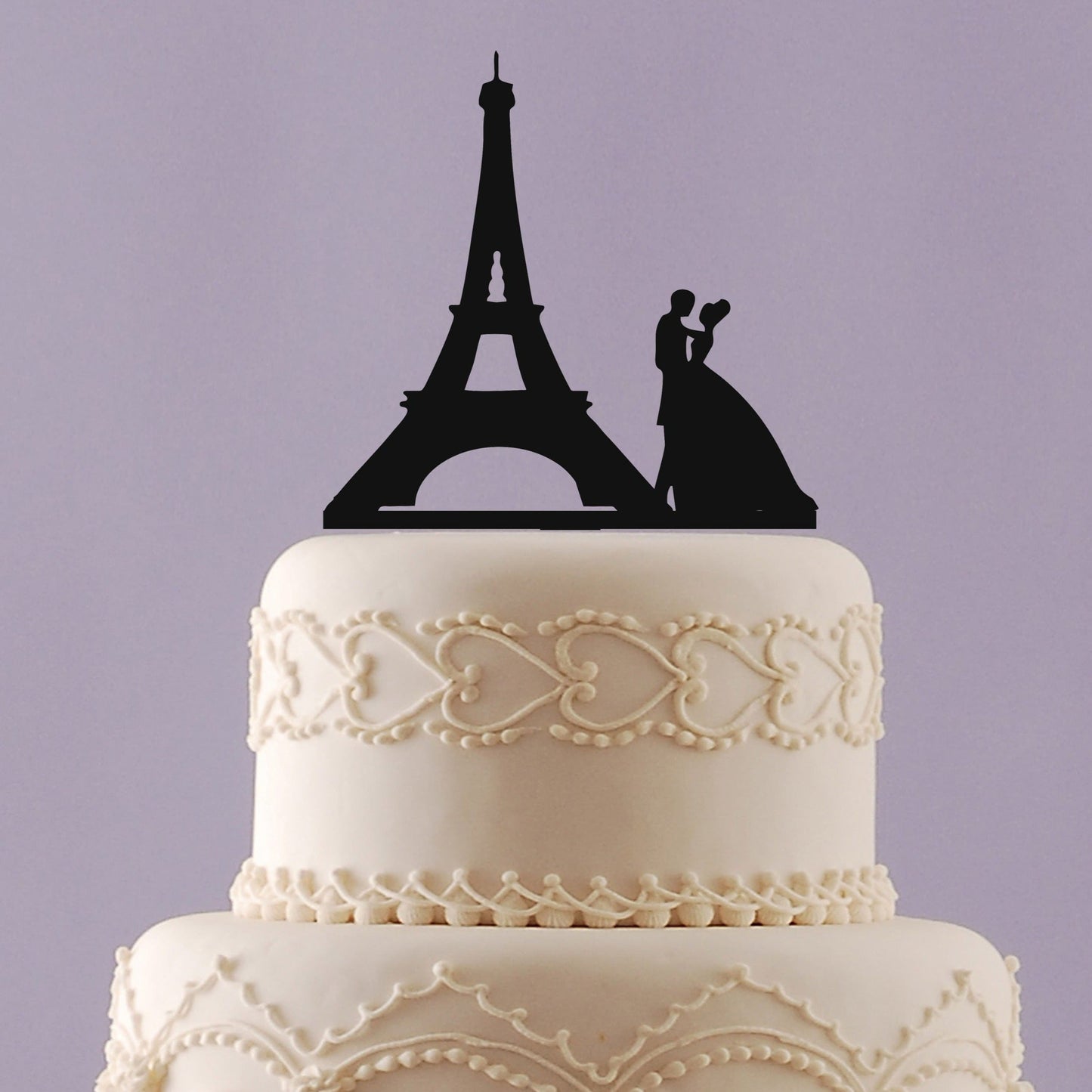 Paris Eiffel Tower Cake Topper with Wedding Couple