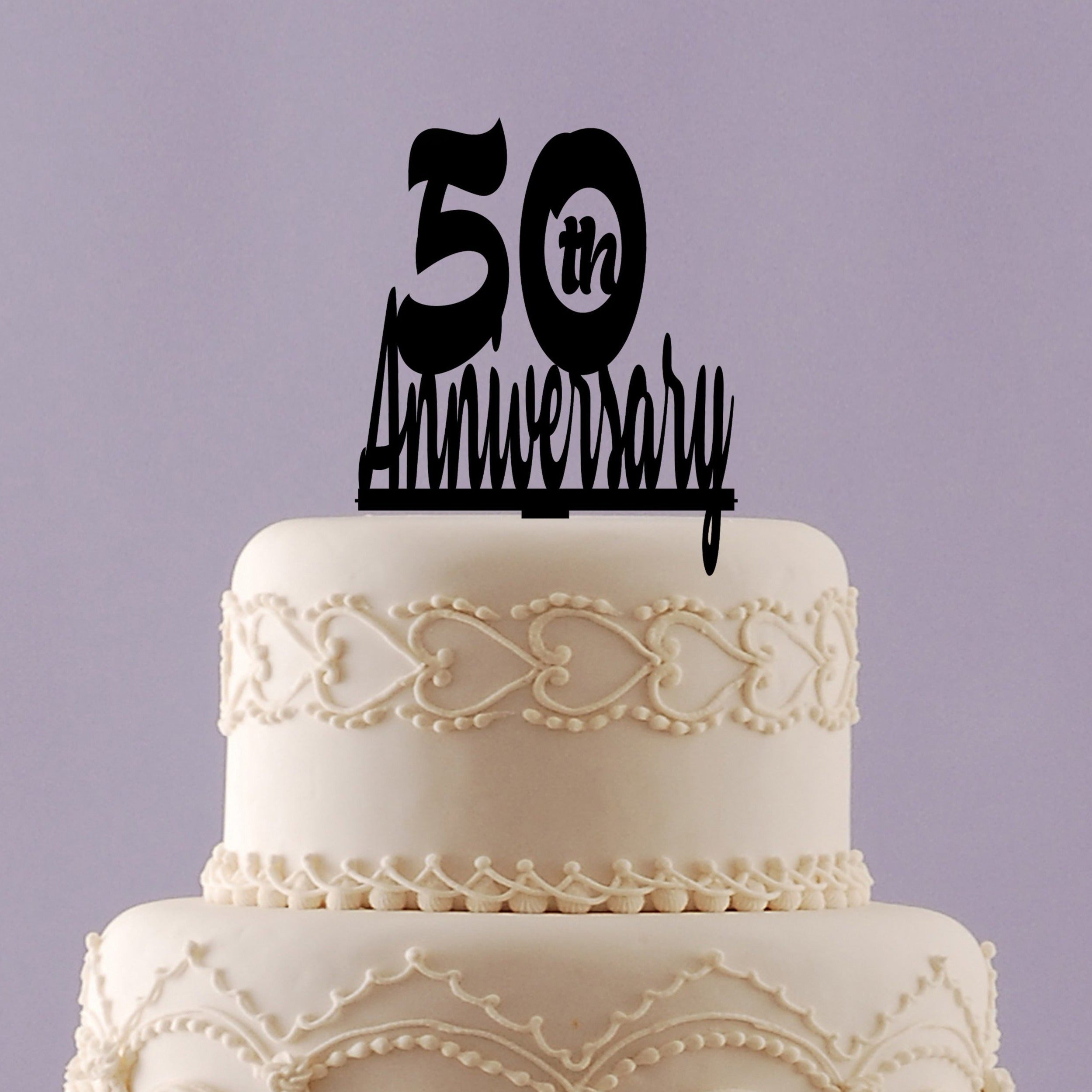 50th Wedding Anniversary Acrylic Cake Topper - Favors & Flowers