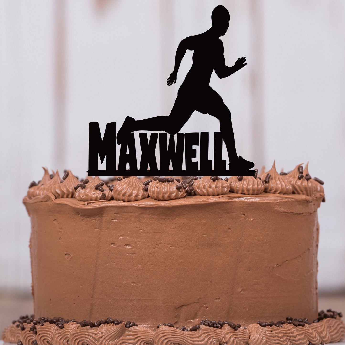 Male Runner Cake Topper with Name