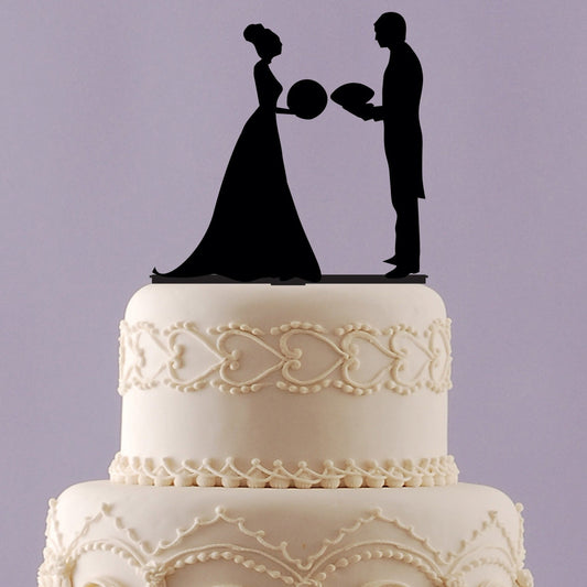 Football and Basketball Bride and Groom Cake Topper