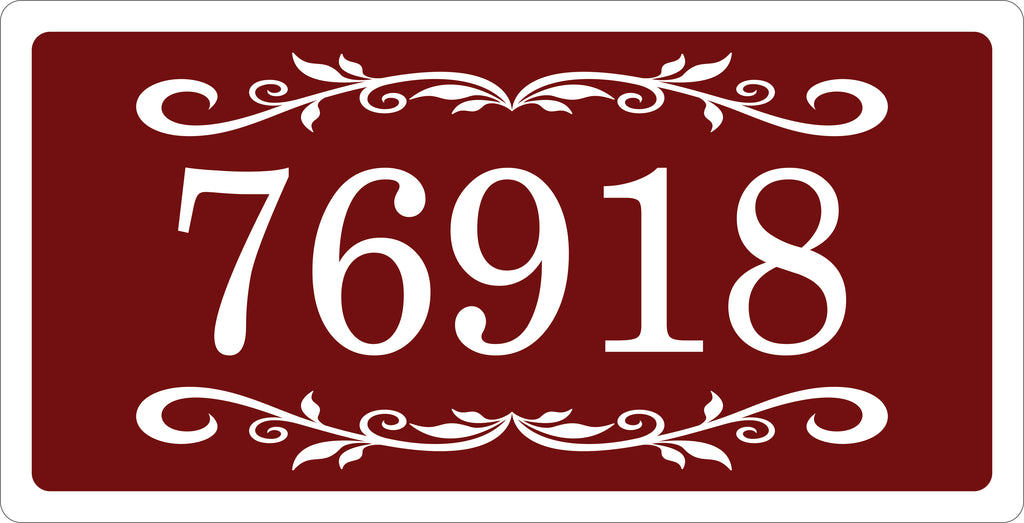 Rectangle House Plaque with Street Number and Decorative Border