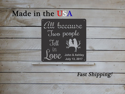 All Because Two People Fell In Love Personalized Wall Hanging Decor