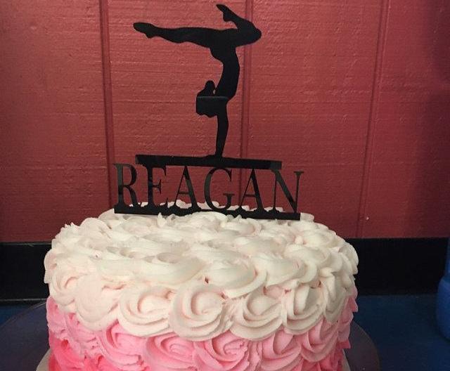 Female Gymnast Cake Topper with Name