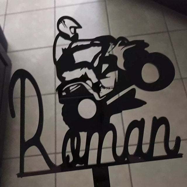 Male ATV Racer Cake Topper with Name