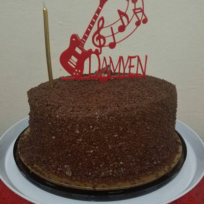 Electric Guitar Music Cake Topper with Name