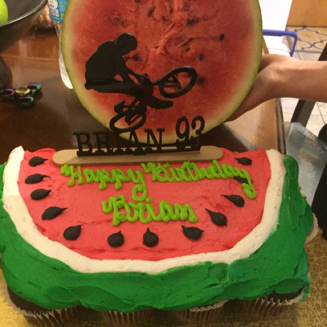 Bike Tricks Cake Topper with Name