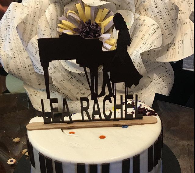 Woman & Grand Piano Cake Topper with Name