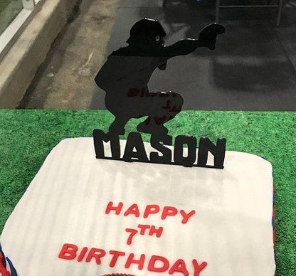 Baseball Catcher Cake Topper with Name