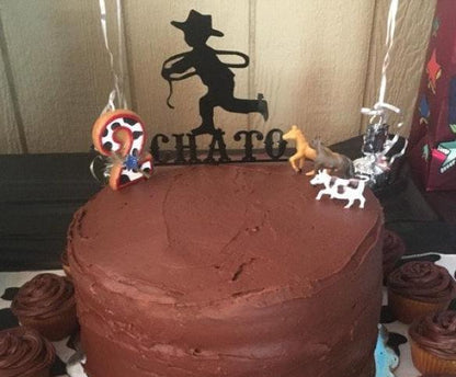 Little Cowboy Cake Topper with Name