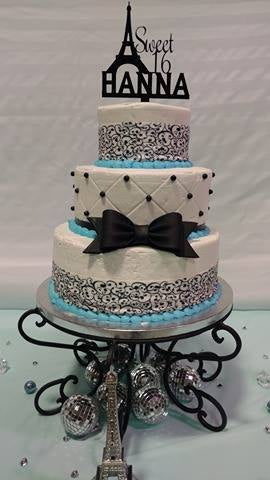 Sweet 16 with Name and Paris Eiffel Tower Cake Topper