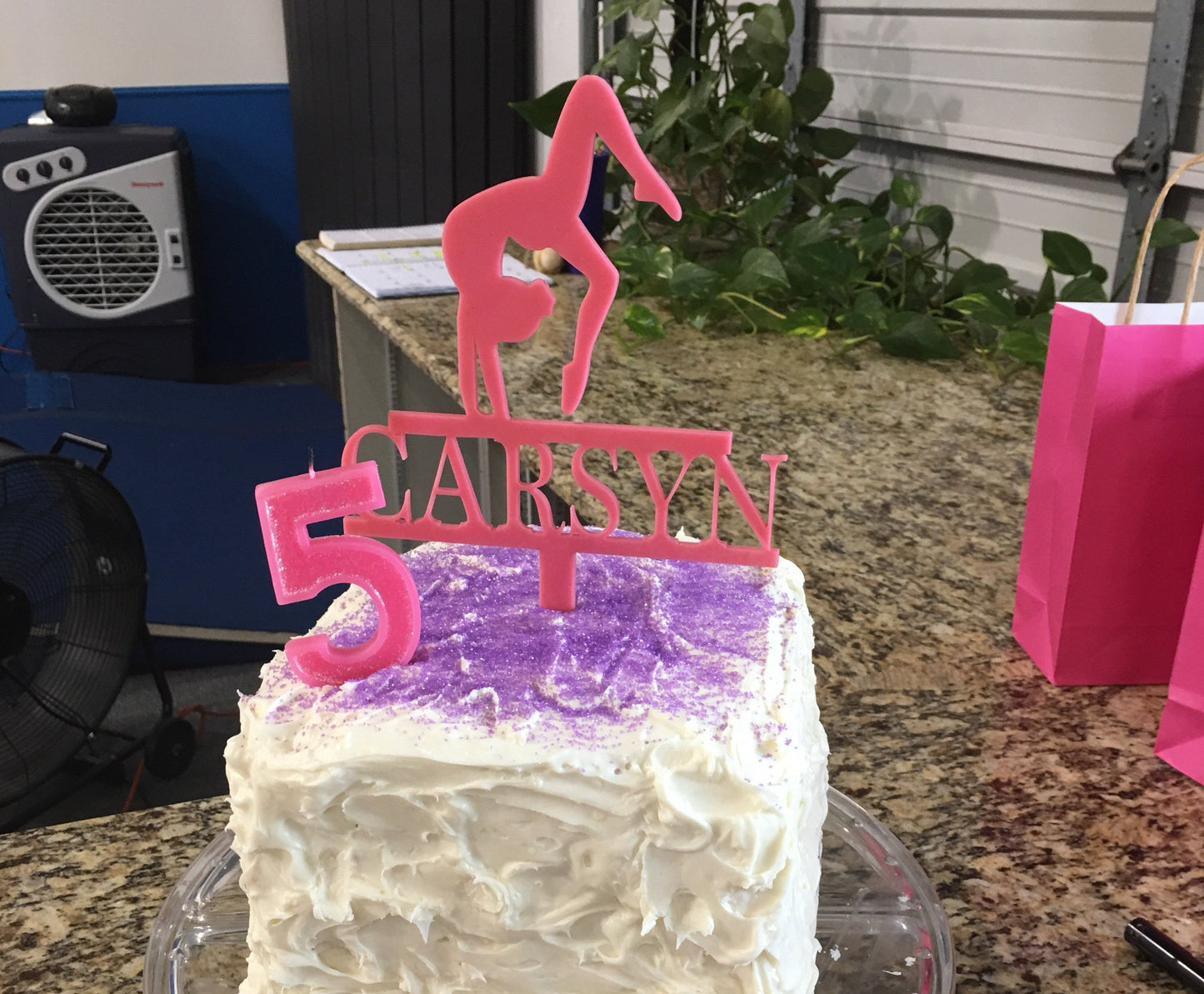 Gymnast Balance Beam Cake Topper with Name