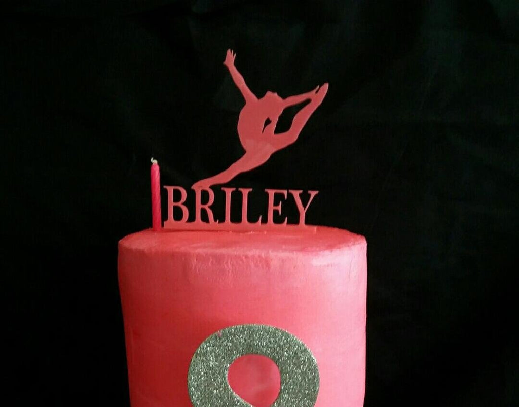 Girl Gymnastic Cake Topper with Name