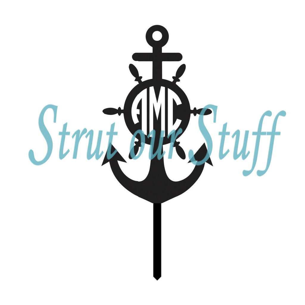 Anchor Cupcake Topper with Initials