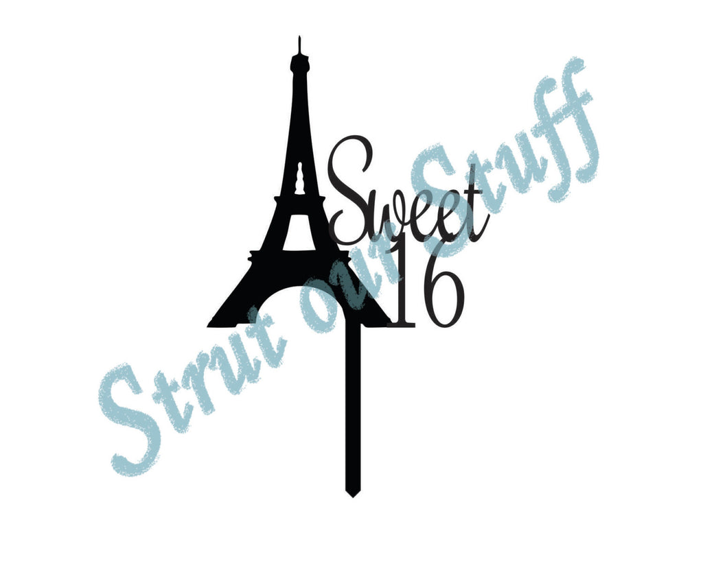 Sweet 16 with Paris Eiffel Tower Cupcake Toppers
