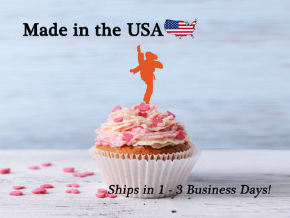 Kicking Female Martial Arts Cupcake Toppers
