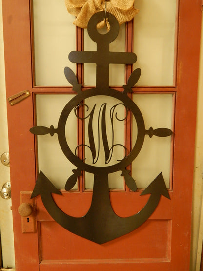 Anchor Door Hanger with Vine Monogram Wheel