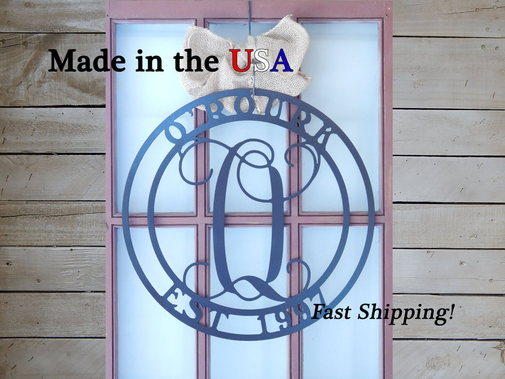 20" Circle Monogram, Last Name & Established Date